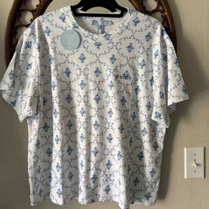 NWT Hill House the charlotte sleep tee blue white floral size large